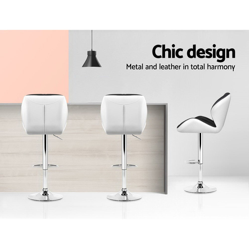 NNEDSZ Set of 2 Kitchen Bar Stools - White, Black and Chrome