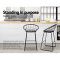 NNEDSZ  Set of 4 Bar Stools Steel Fabric - Grey and Black