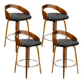 NNEDSZ Set of 4 Walnut Wood Bar Stools - Black and Brown