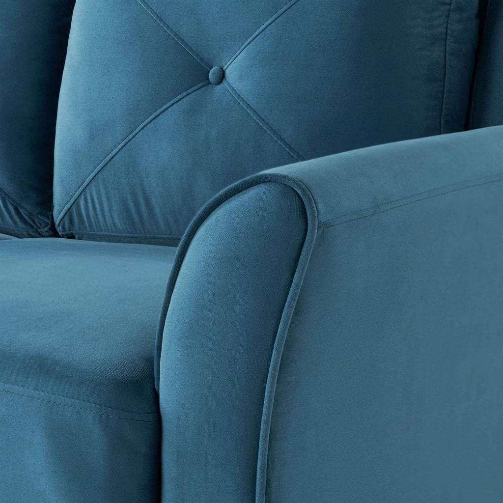 Blue Microfiber Upholstered Armchair Flared Arm Chair with Tufted Back Cushion