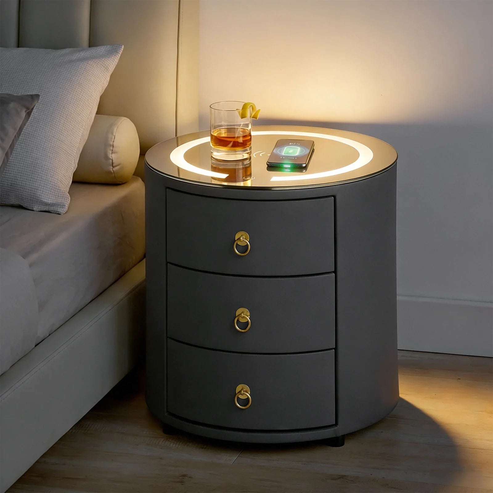 Brookline Grey Smart Bedside Table