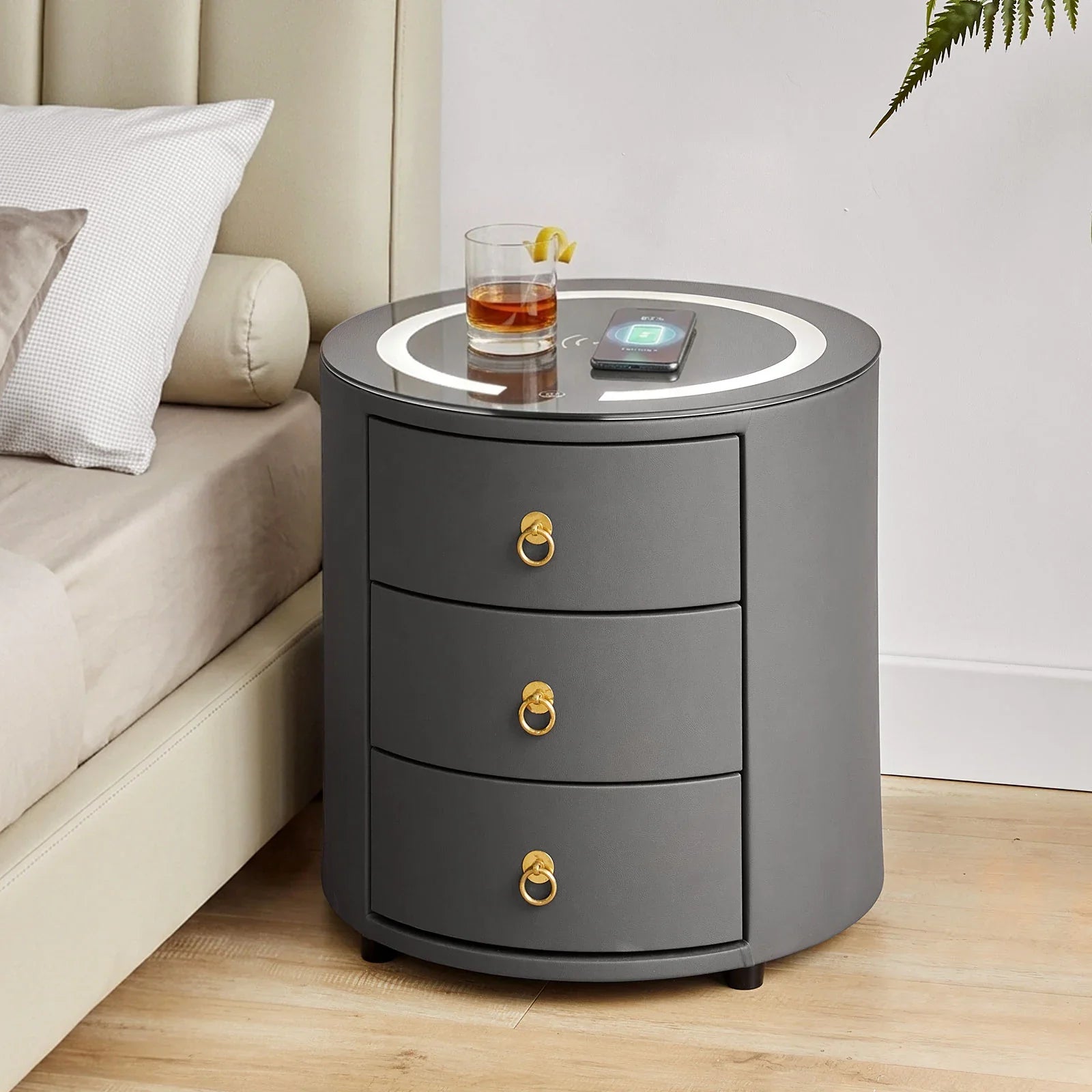 Brookline Grey Smart Bedside Table