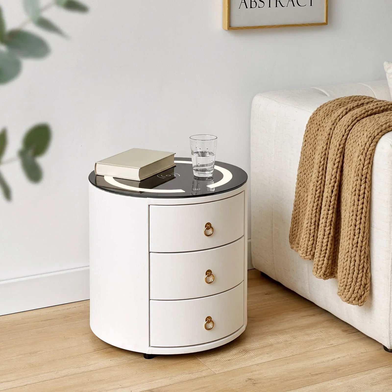 Brookline White Smart Bedside Table