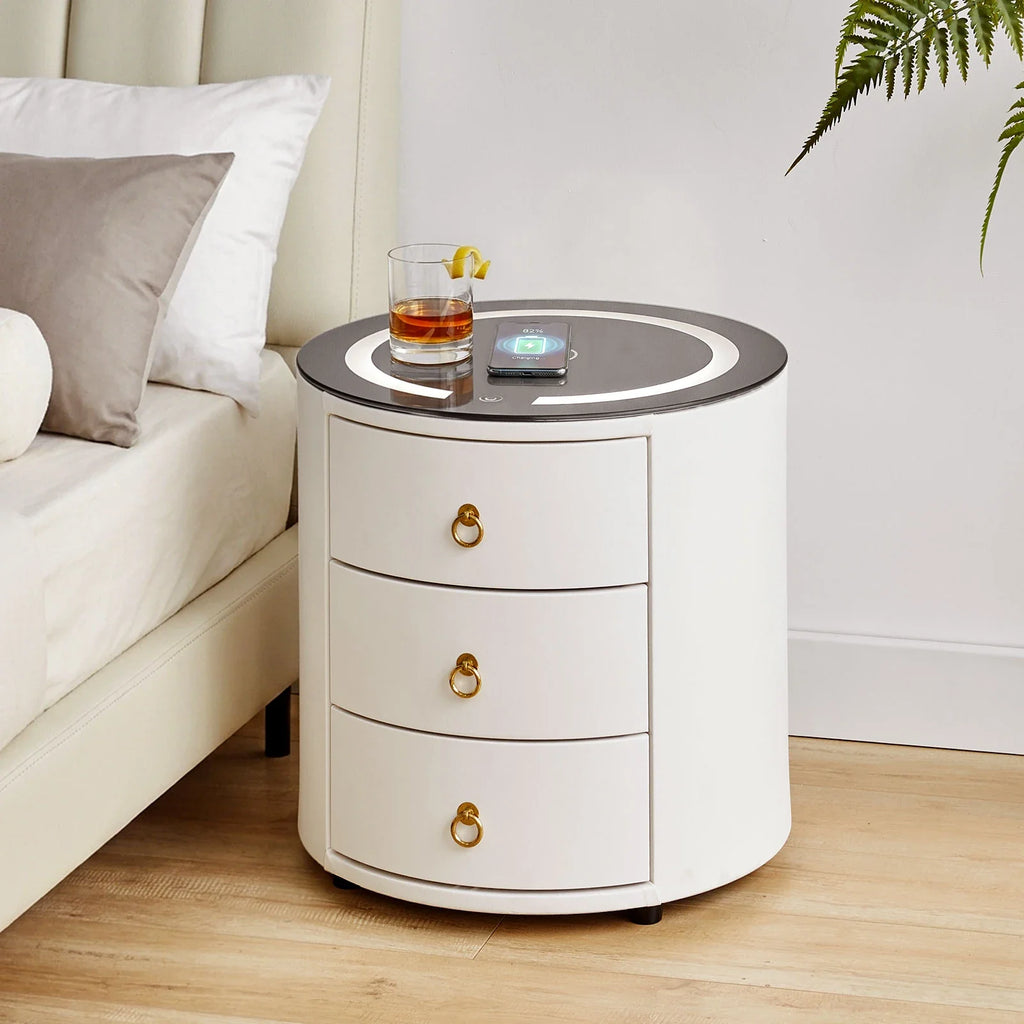 Brookline White Smart Bedside Table