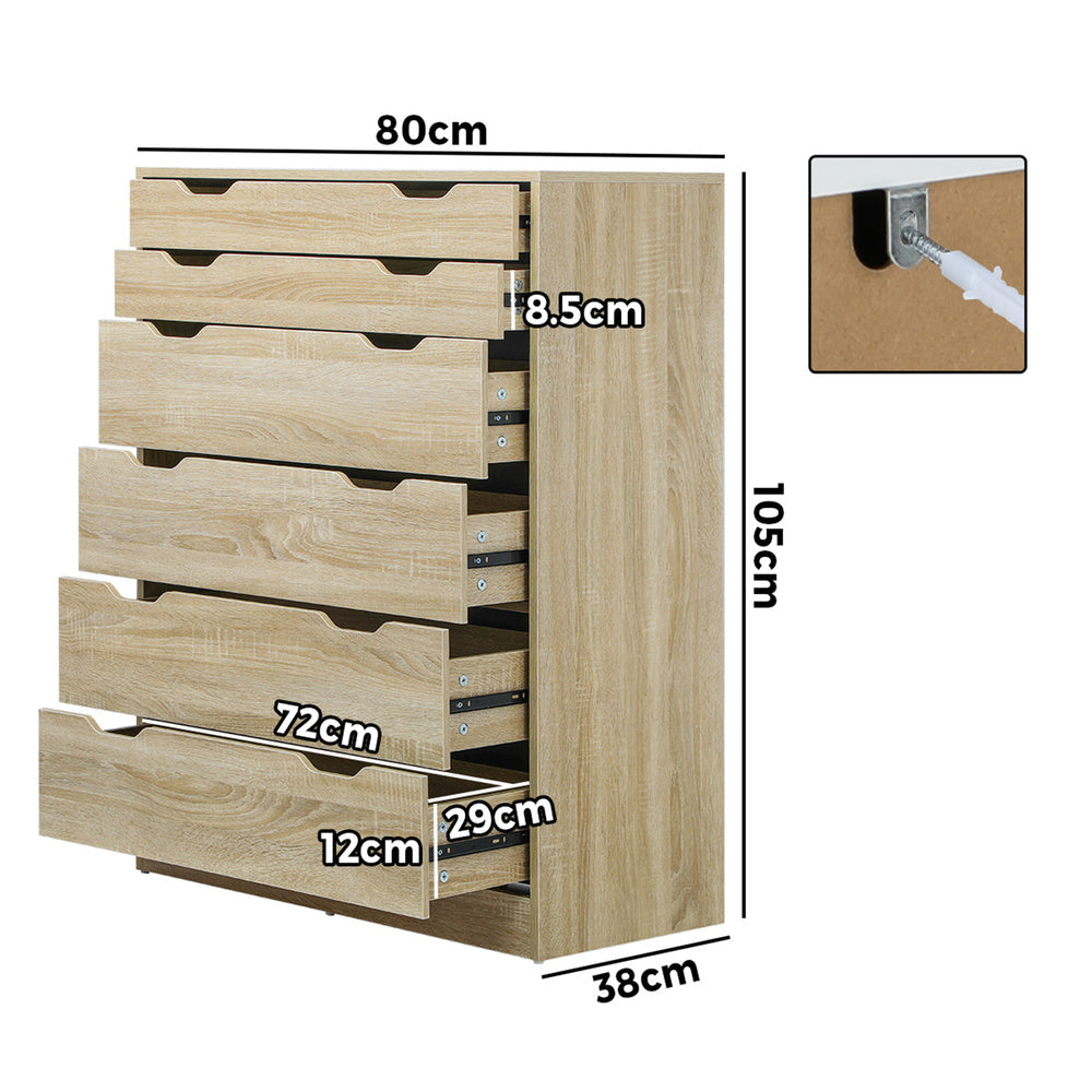 NNEED 6 Chest of Drawers Tallboy Wooden-2
