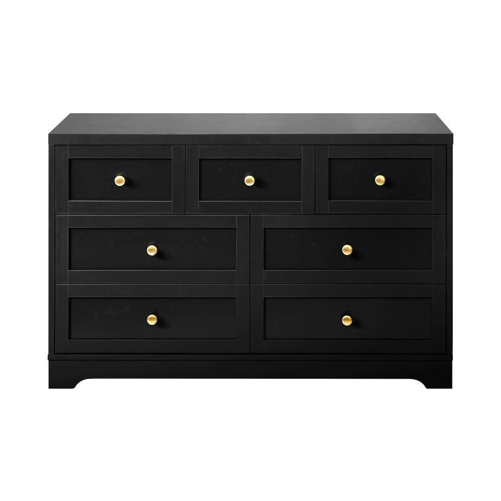 NNEED Chest of Drawers with 7 Drawers Black