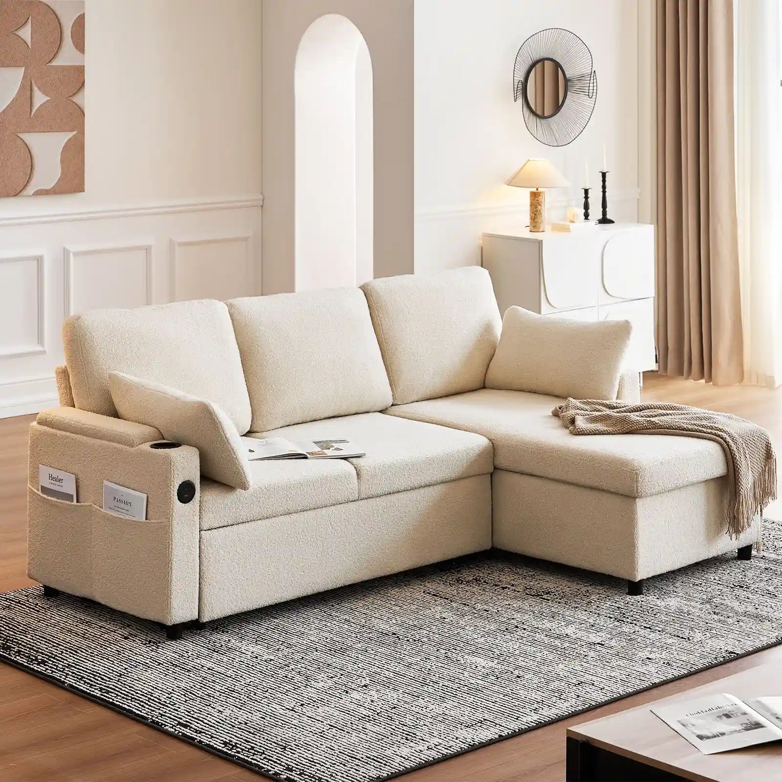 Clarkson 3-Seater Boucle Sofa Bed