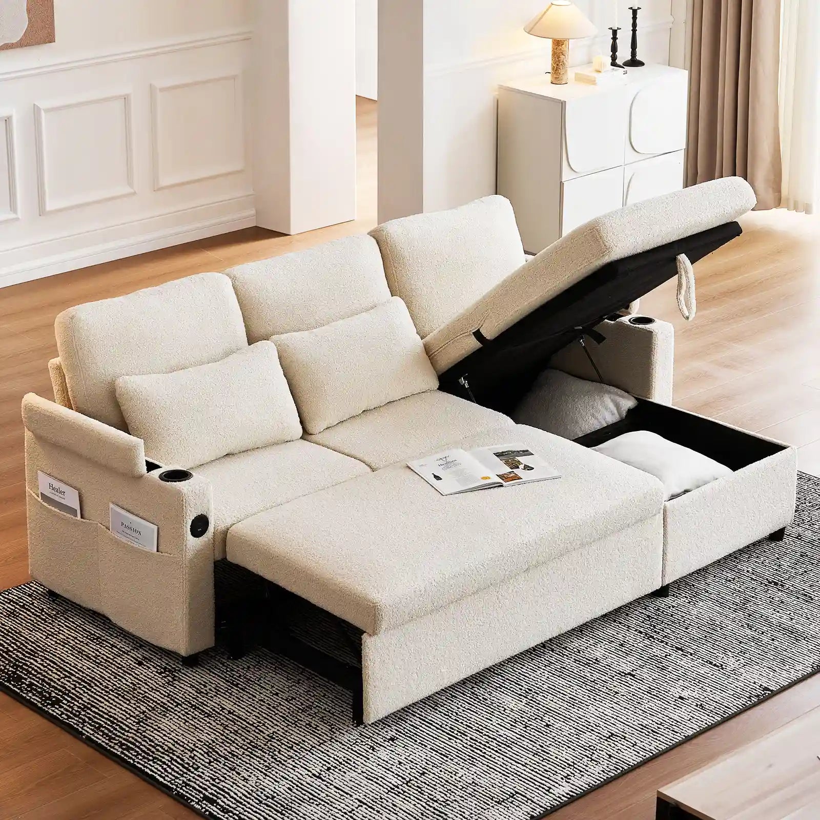 Clarkson 3-Seater Boucle Sofa Bed