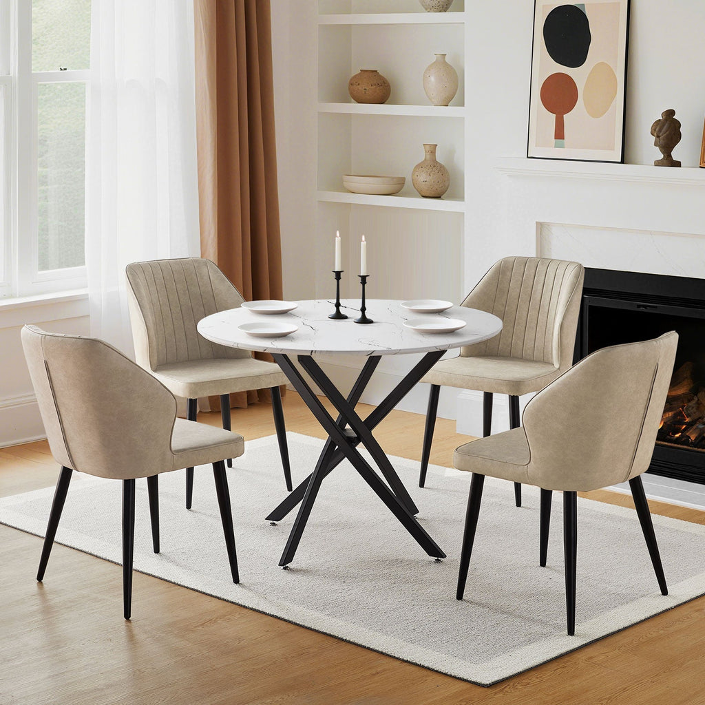 Clarris Marble Pattern Round Dining Table [for 4-6]