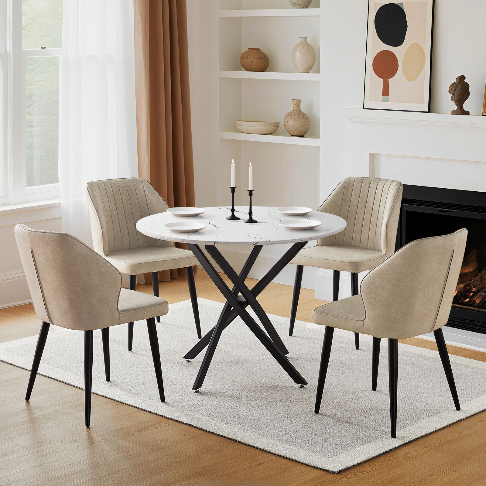 Clarris Marble Pattern Round Dining Table [for 4-6]