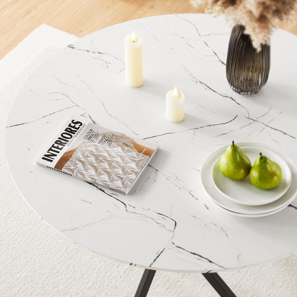 Clarris Marble Pattern Round Dining Table [for 4-6]