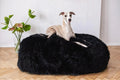 Oval Natural Sheepskin Pet Bed - Black-0