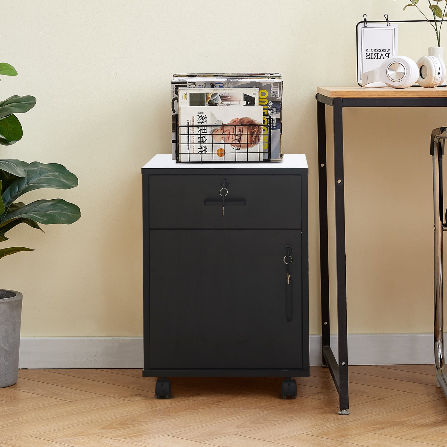 Edene Mobile Filing Cabinet [1-Drawer 1-Door]