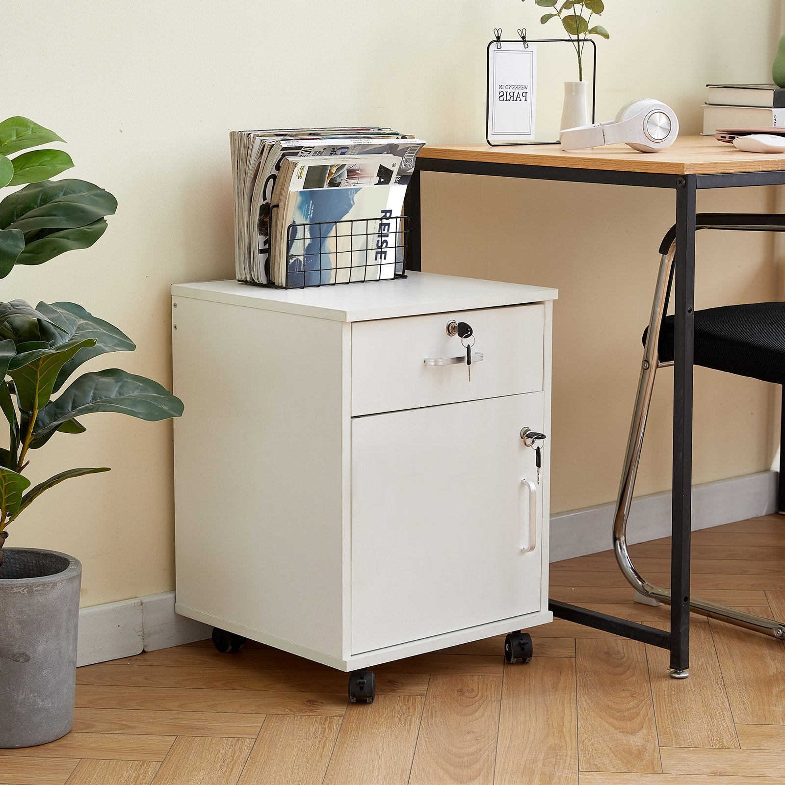 Edene Mobile Filing Cabinet [1-Drawer 1-Door]