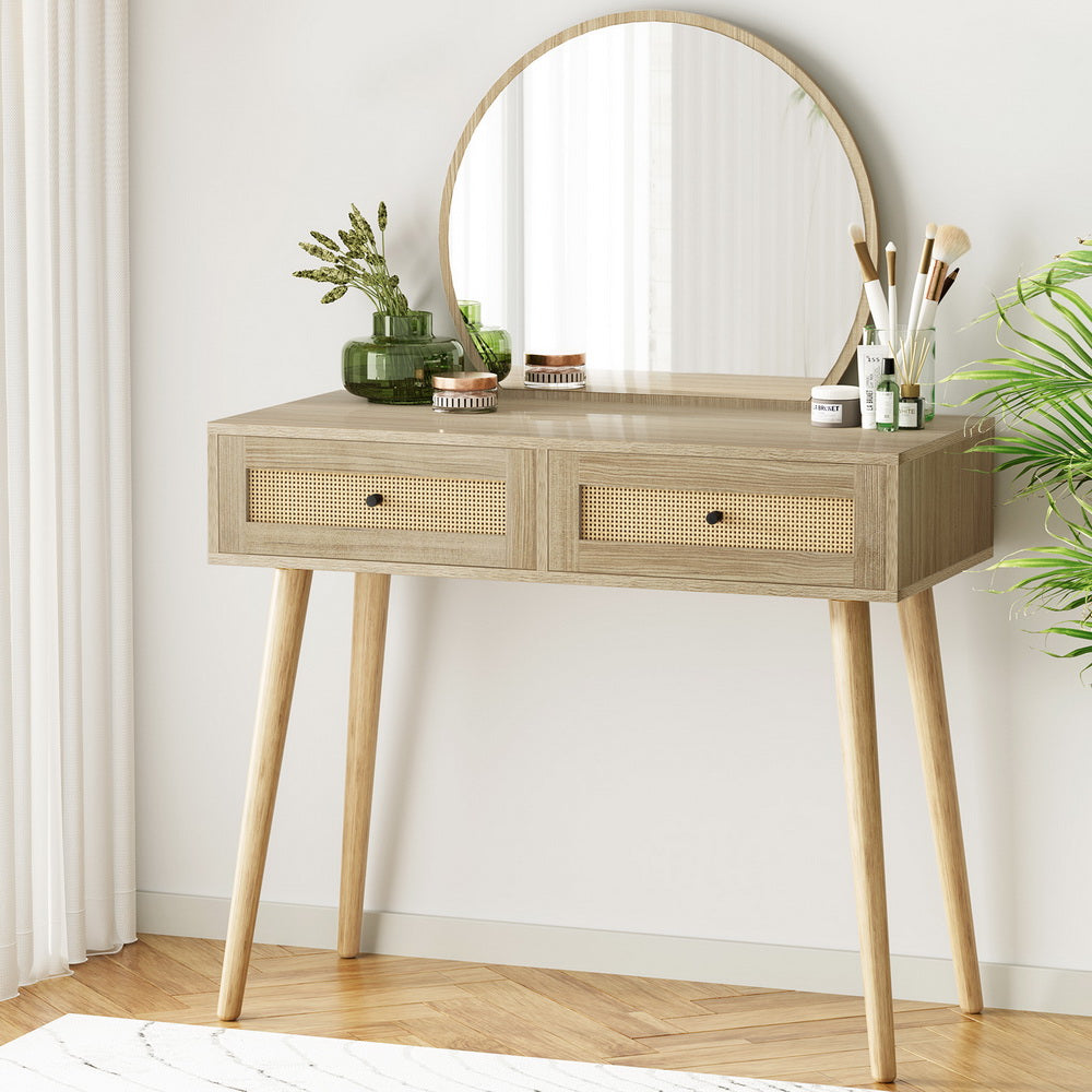 NNEDSZ Artiss Dressing Table Set Rattan Frances