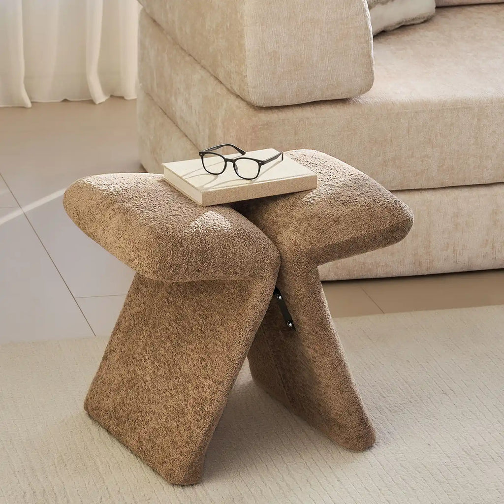 Faye Teddy Brown Accent Stool