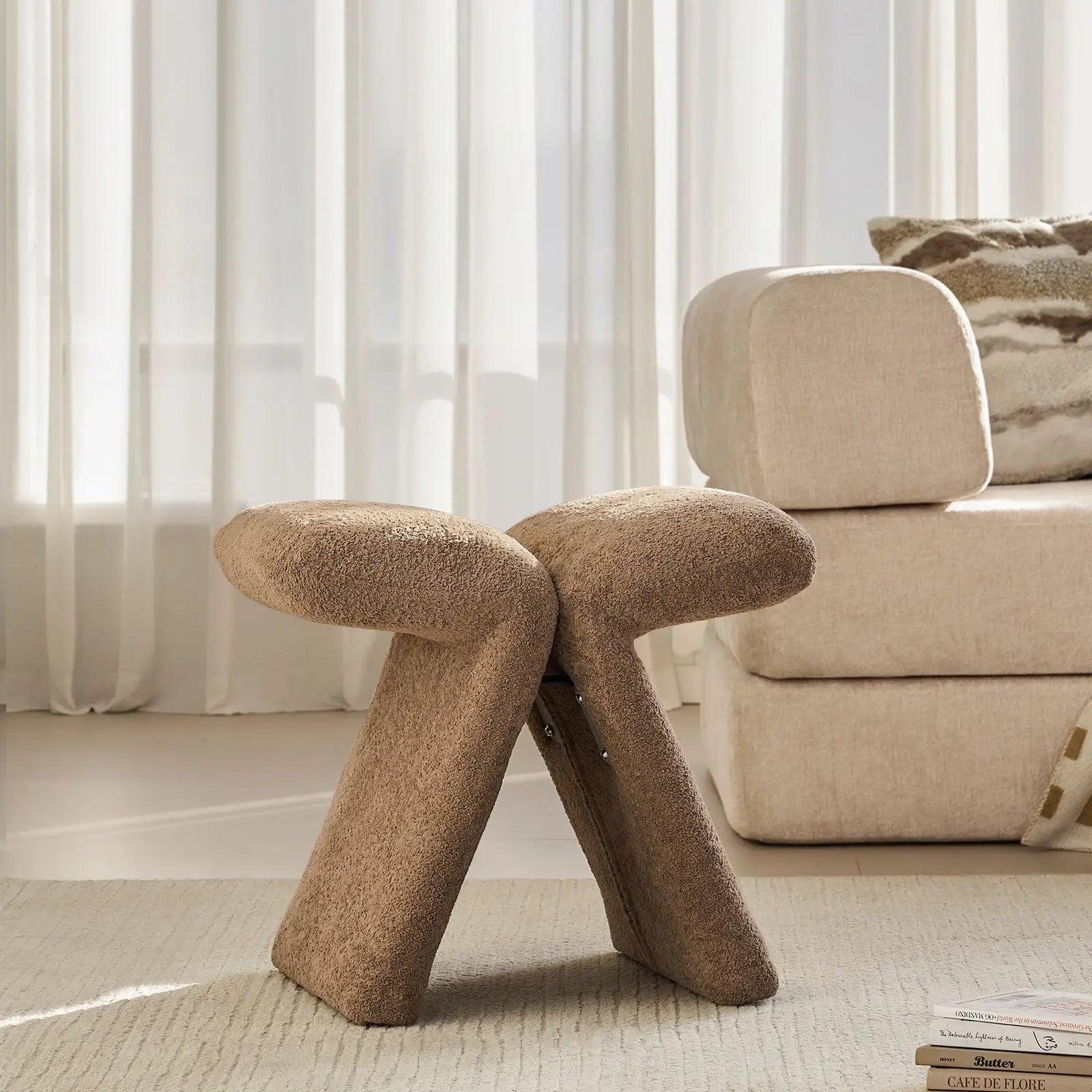 Faye Teddy Brown Accent Stool