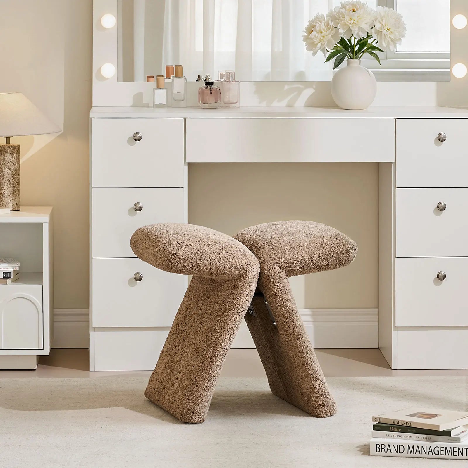 Faye Teddy Brown Accent Stool