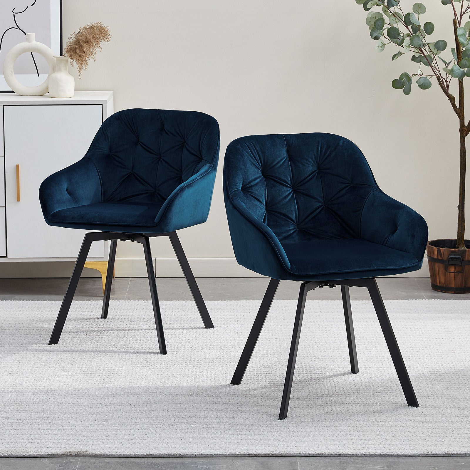 Garvies Velvet Swivel Dining Chairs