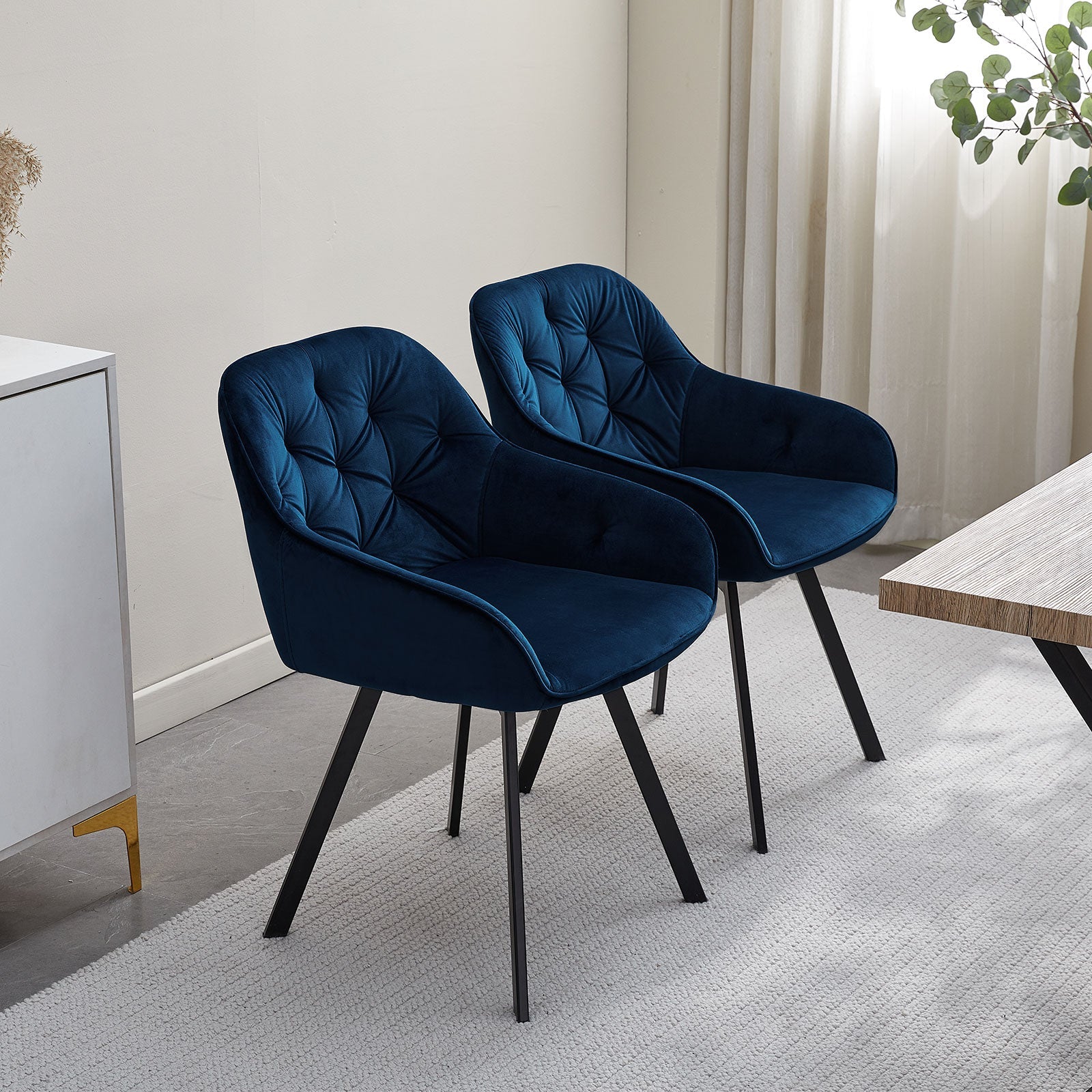 Garvies Velvet Swivel Dining Chairs