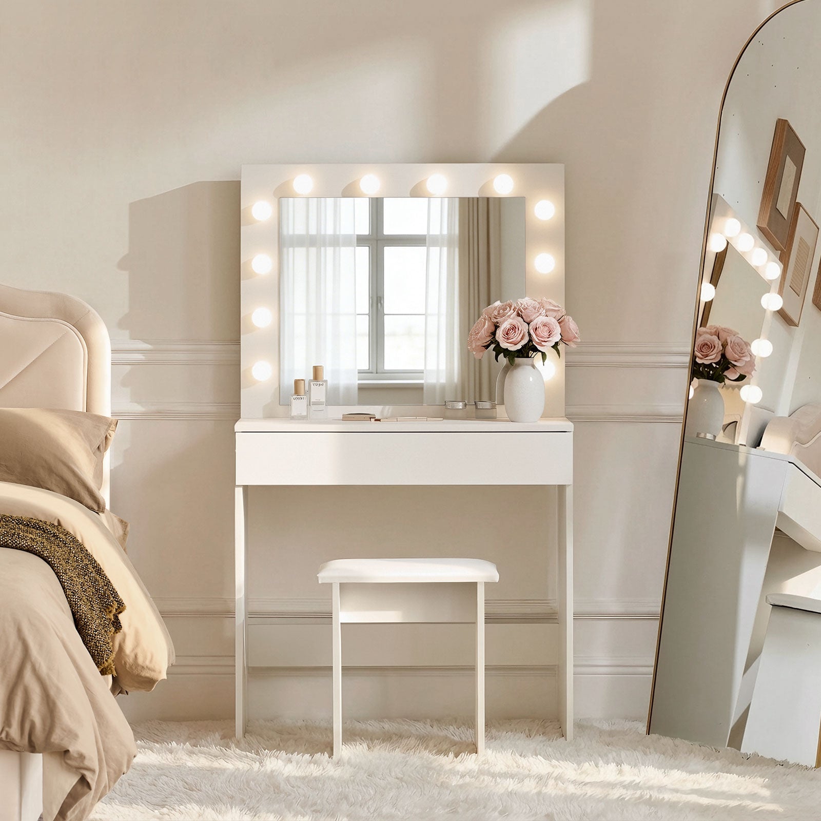 Hollywood 1-Drawer Dressing Table Set