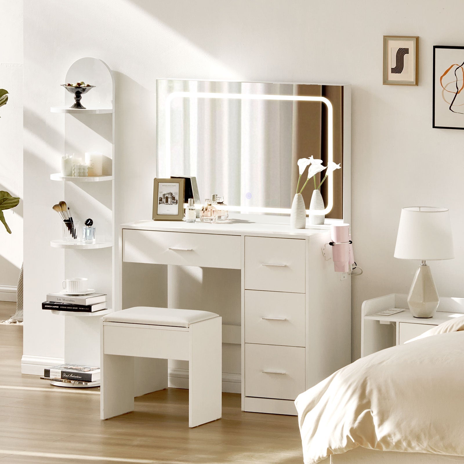 Luna Dressing Table Set [with Hairdryer Holder]