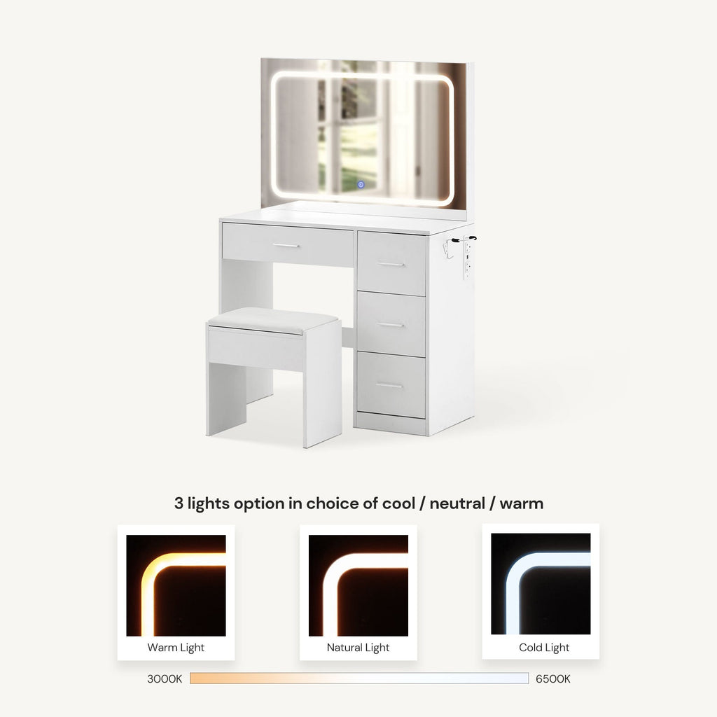 Luna Dressing Table Set [with Hairdryer Holder]
