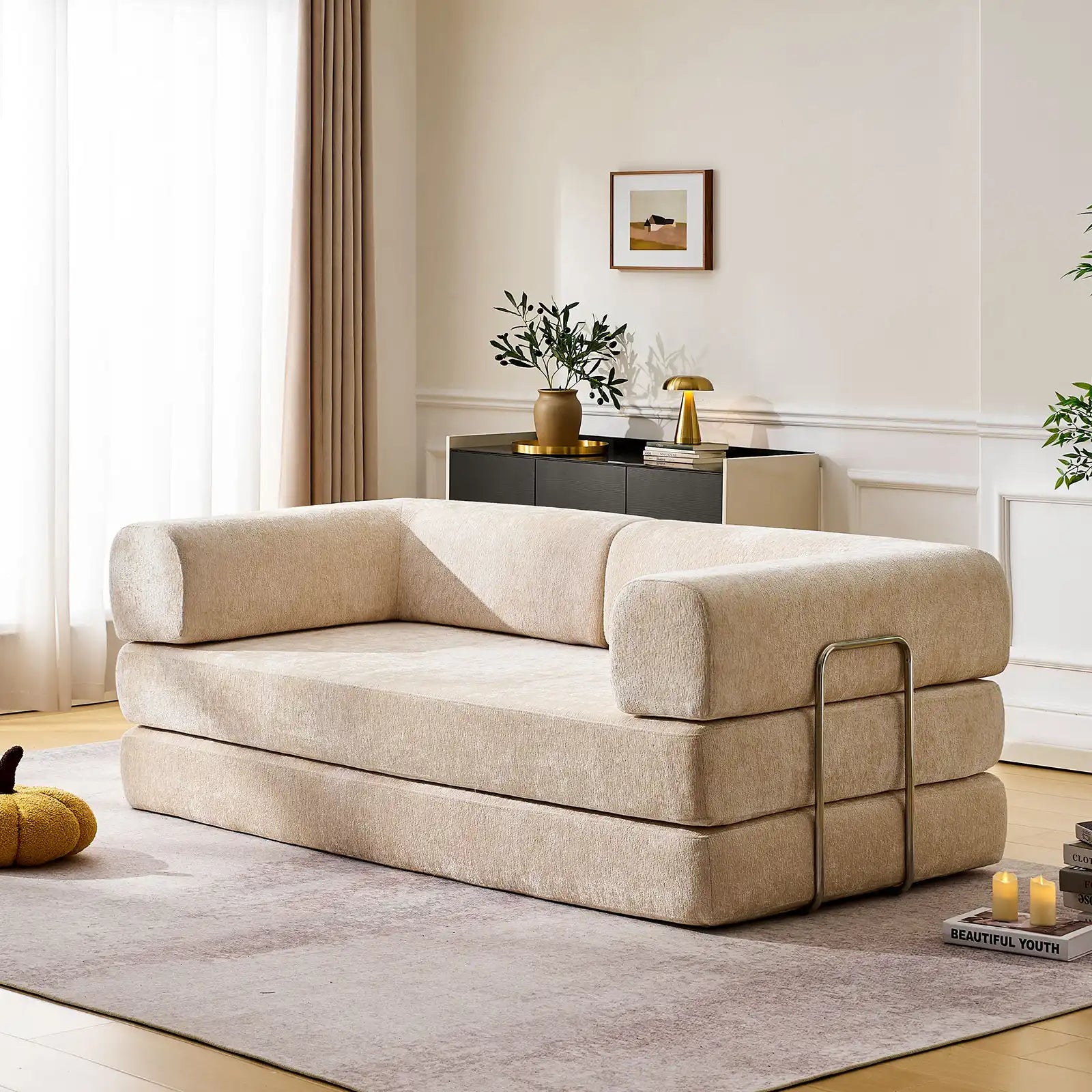 Hugo Cream Convertible Sofa Bed