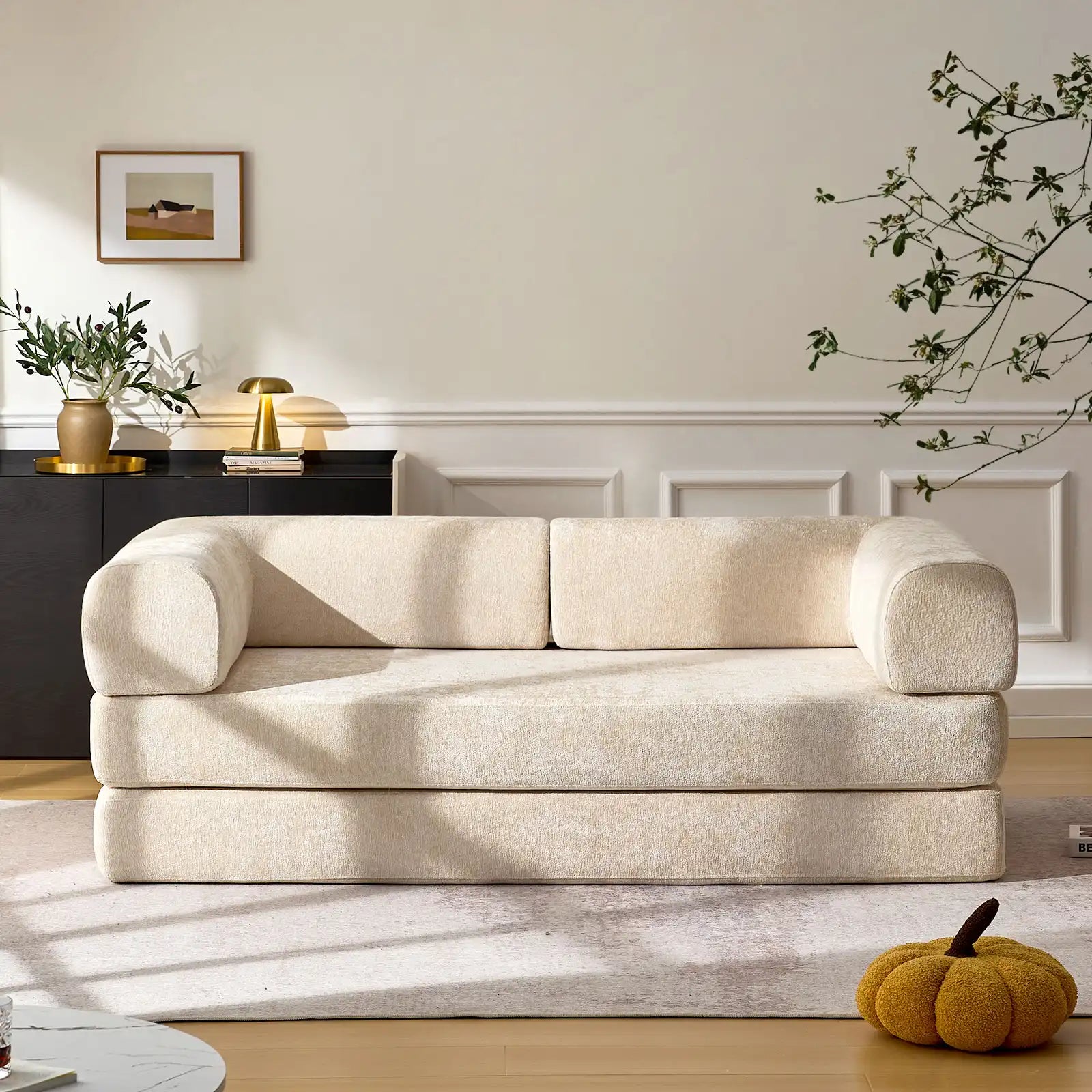 Hugo Cream Convertible Sofa Bed