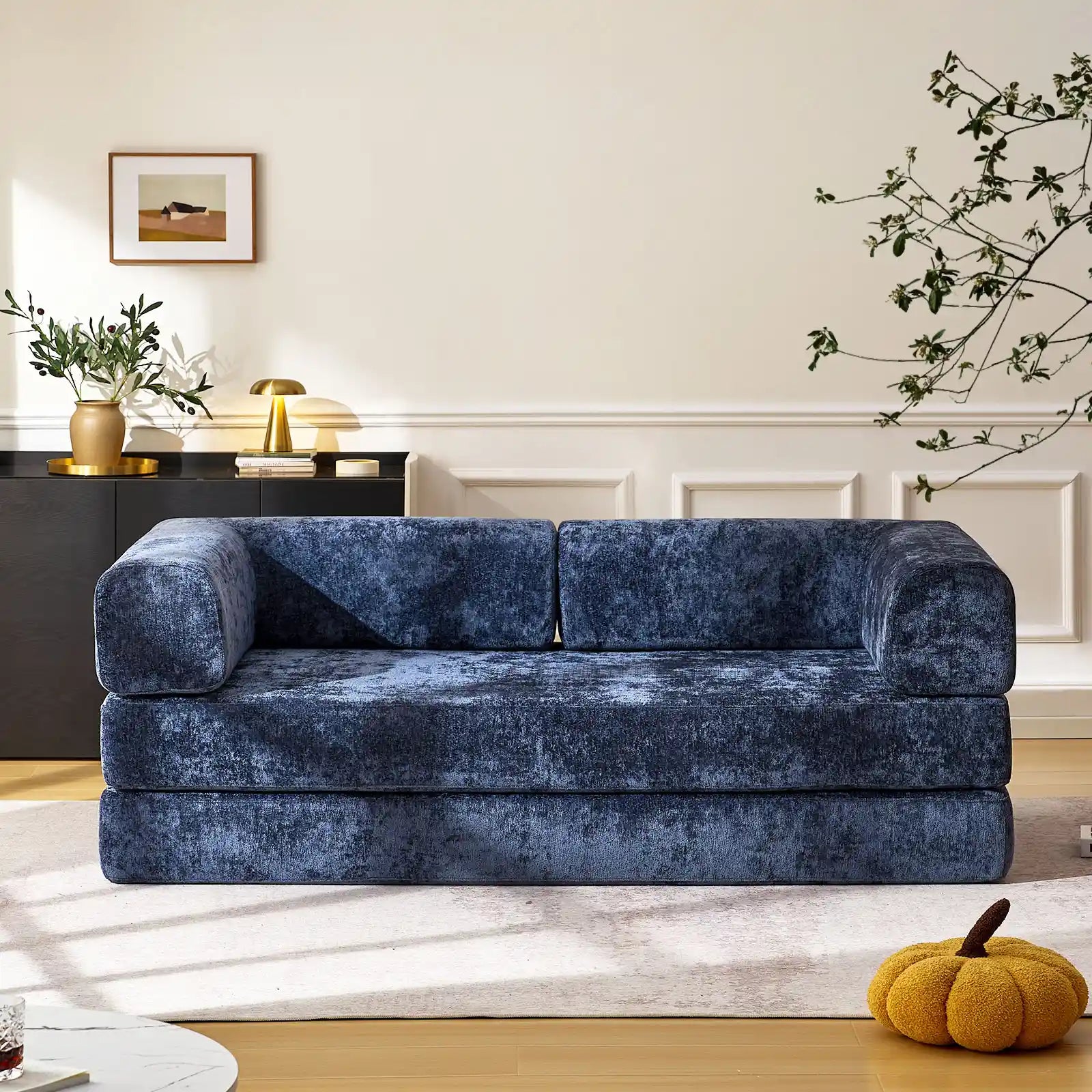 Hugo Navy Blue Convertible Sofa Bed
