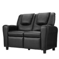 NNEDSZ Keezi Kids Recliner Chair Double PU Leather Sofa Lounge Couch Armchair Black-0