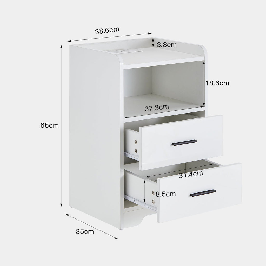 Kody LED Light Bedside Table [Charging Station][Nightstand]