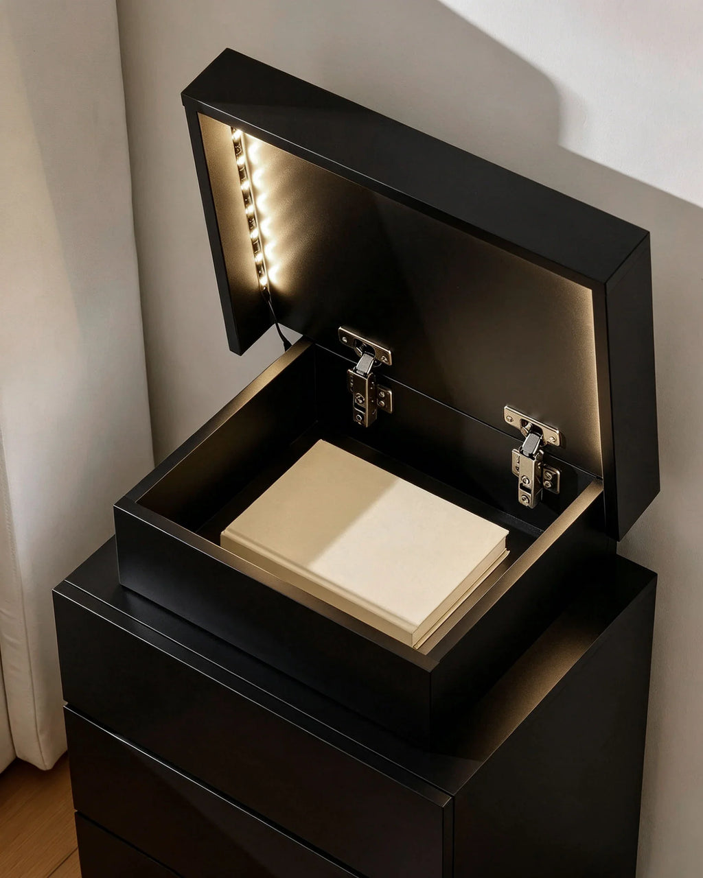 Kumar LED Light Bedside Table [3 Drawers]