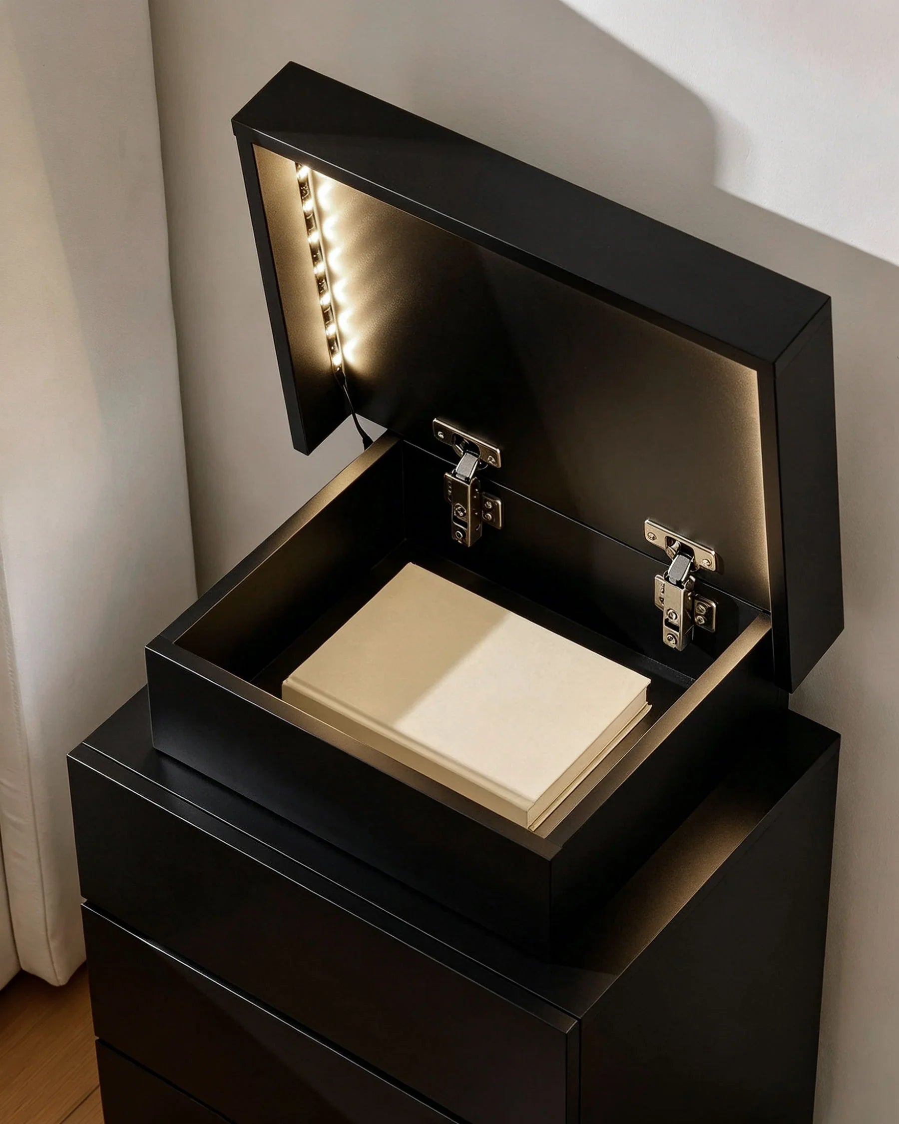 Kumar LED Light Bedside Table [3 Drawers]