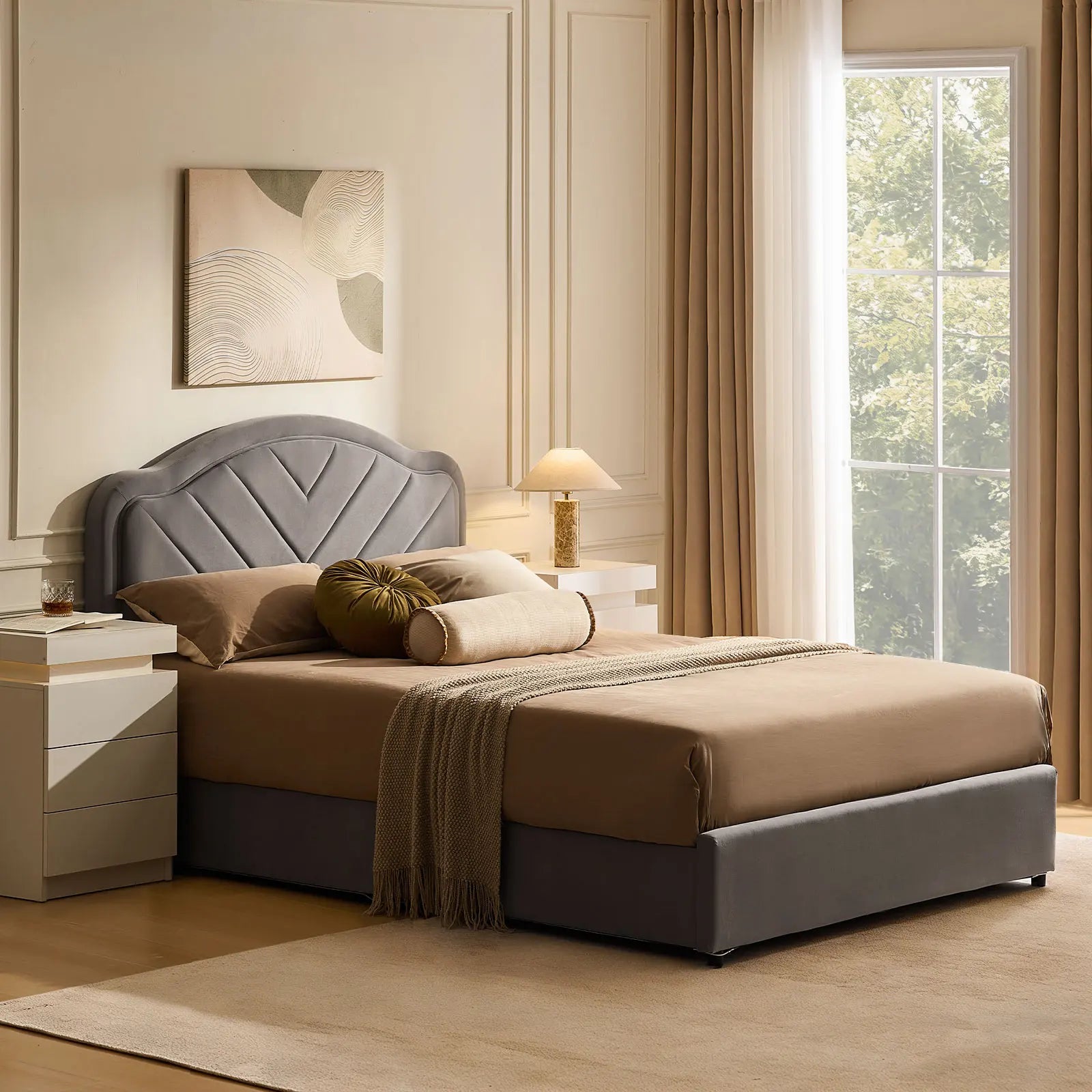 Luniva Grey LED Double Bed Frame