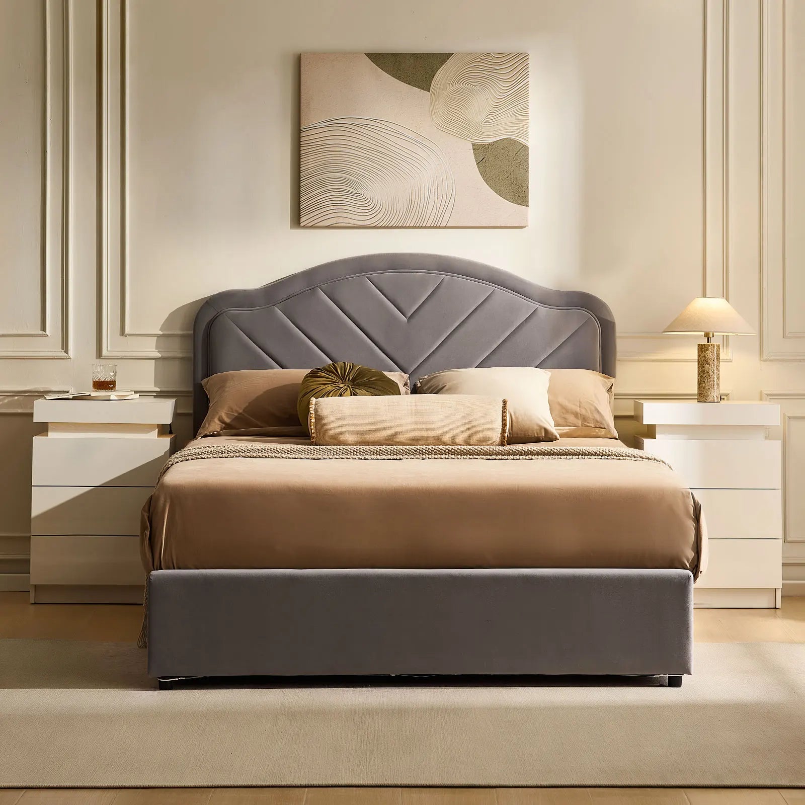 Luniva Grey LED Double Bed Frame