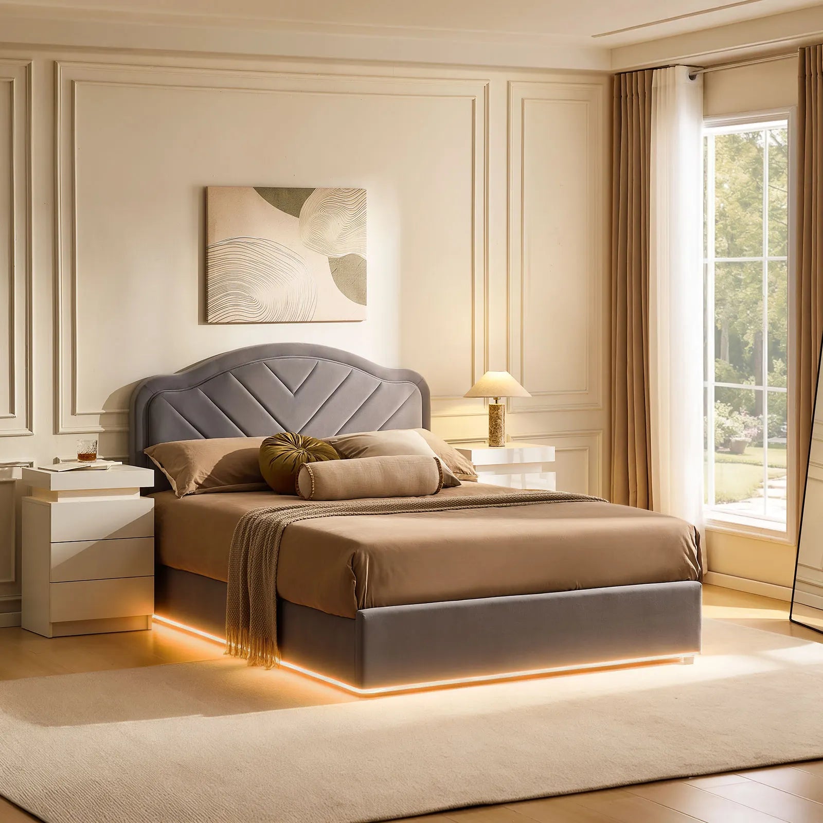 Luniva Grey LED Double Bed Frame
