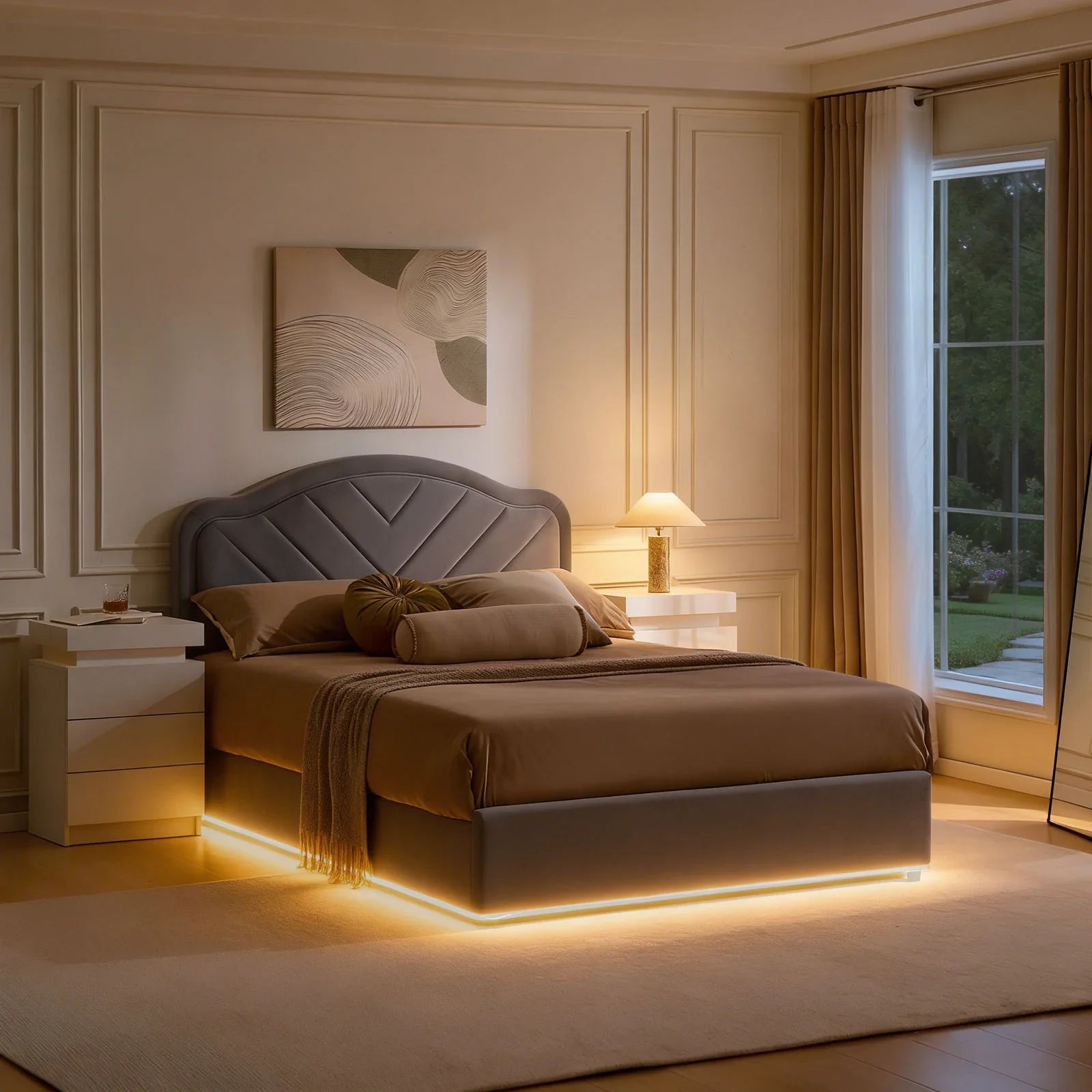 Luniva Grey LED Double Bed Frame