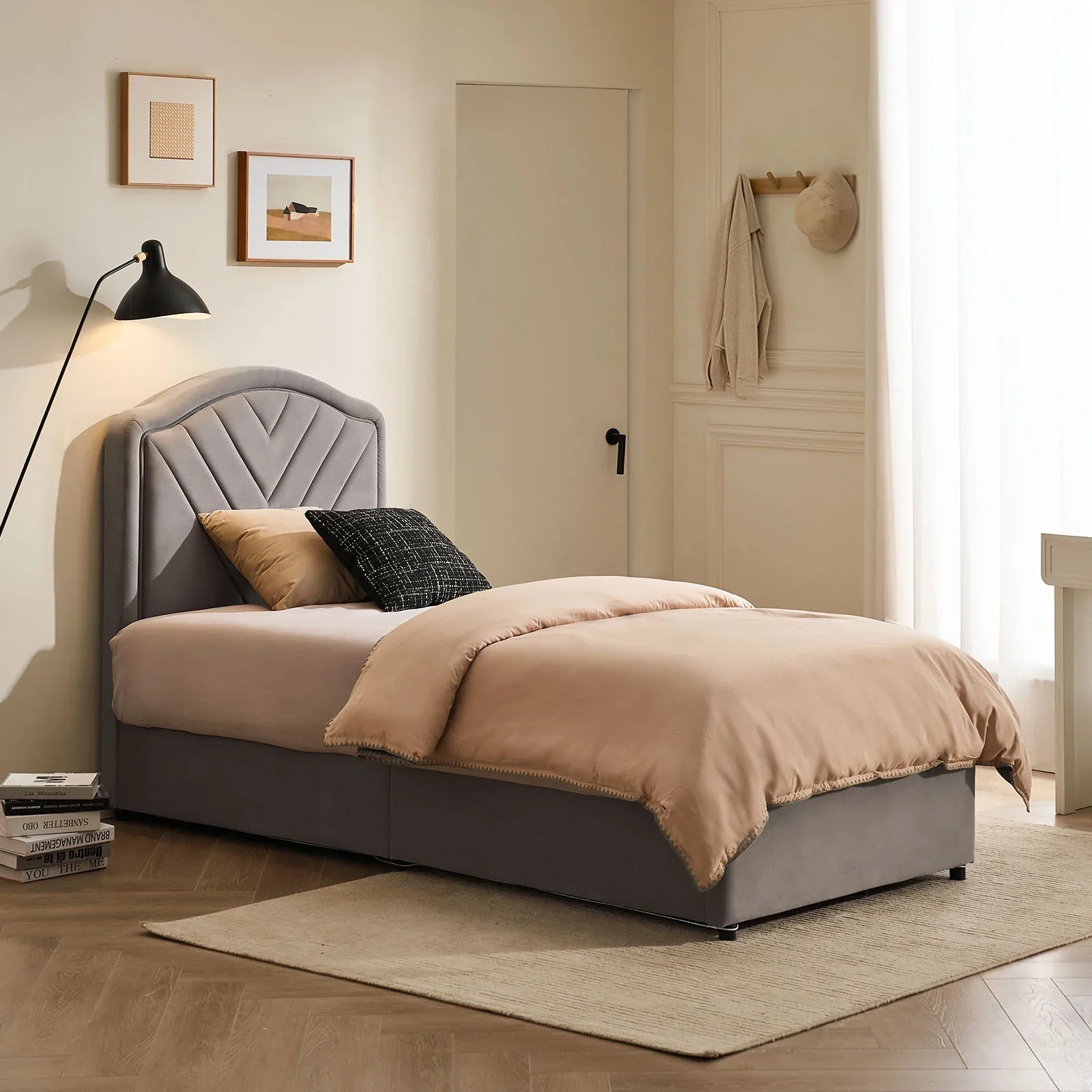 Luniva Grey LED Single Bed Frame