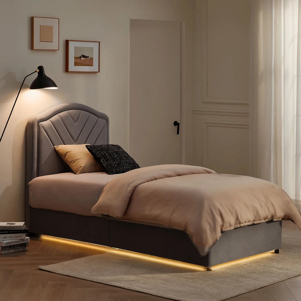 Luniva Grey LED Single Bed Frame