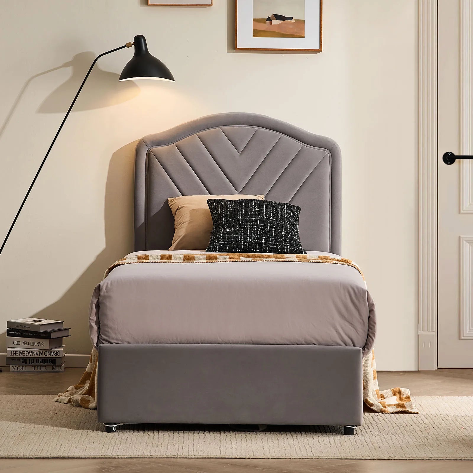 Luniva Grey LED Single Bed Frame