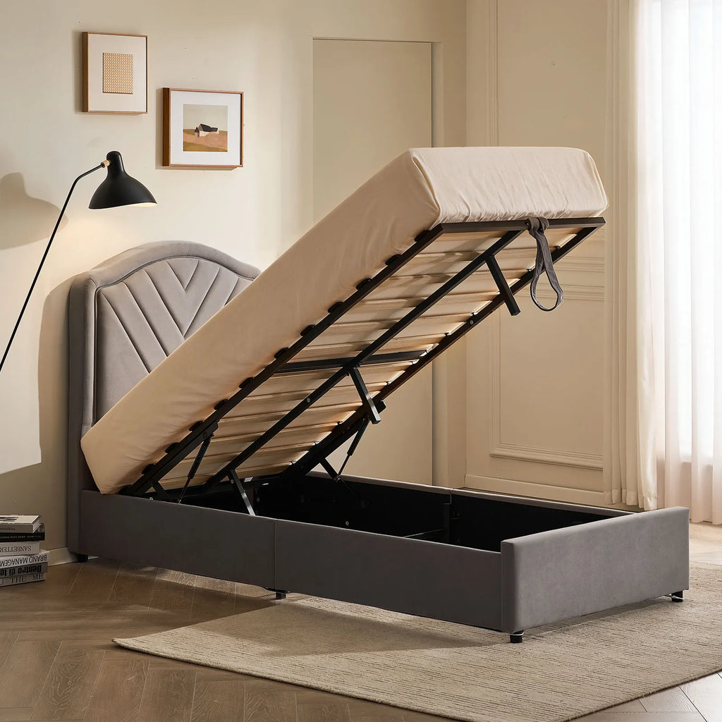 Luniva Grey LED Single Bed Frame