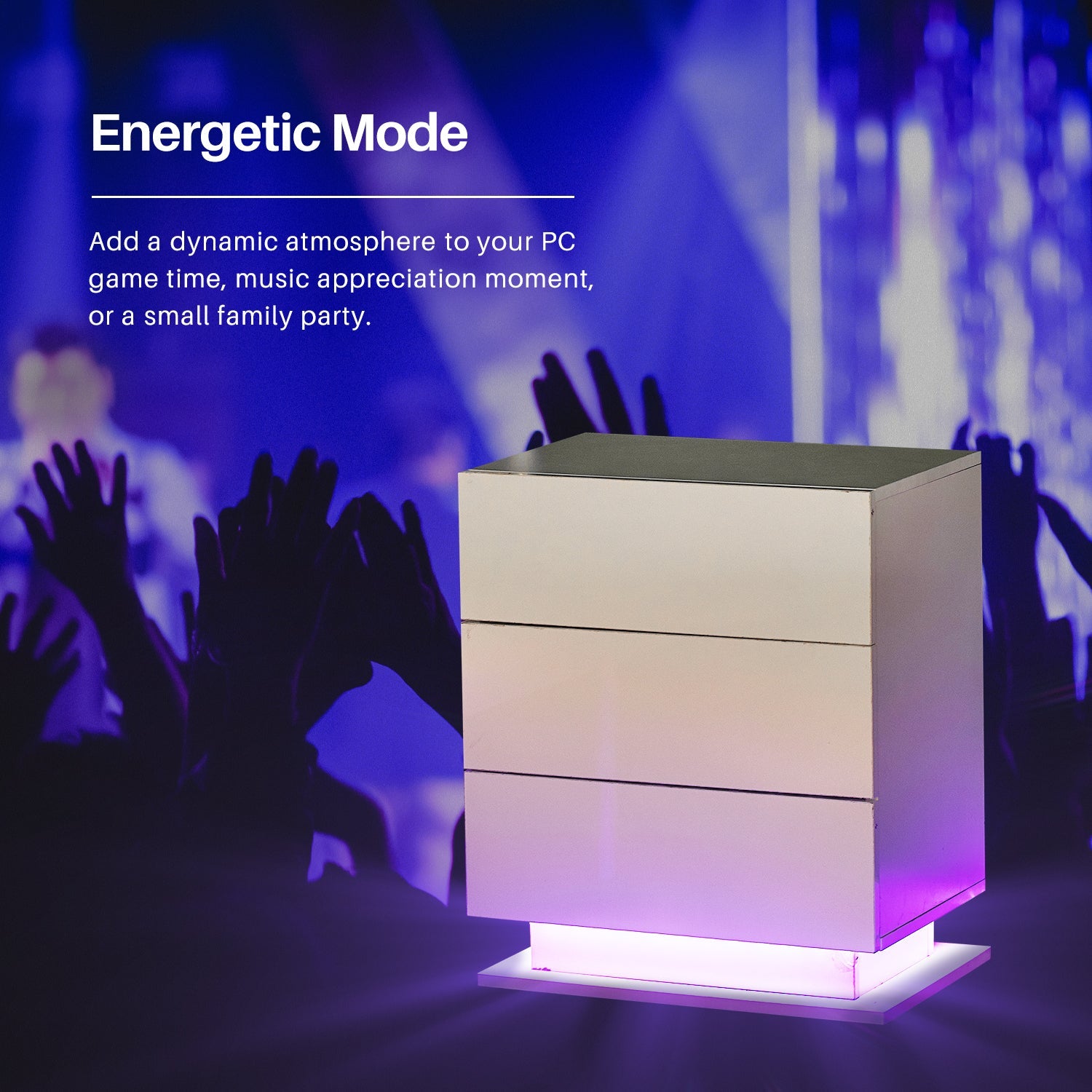 Mario LED Light Bedside Table [3 Drawers]