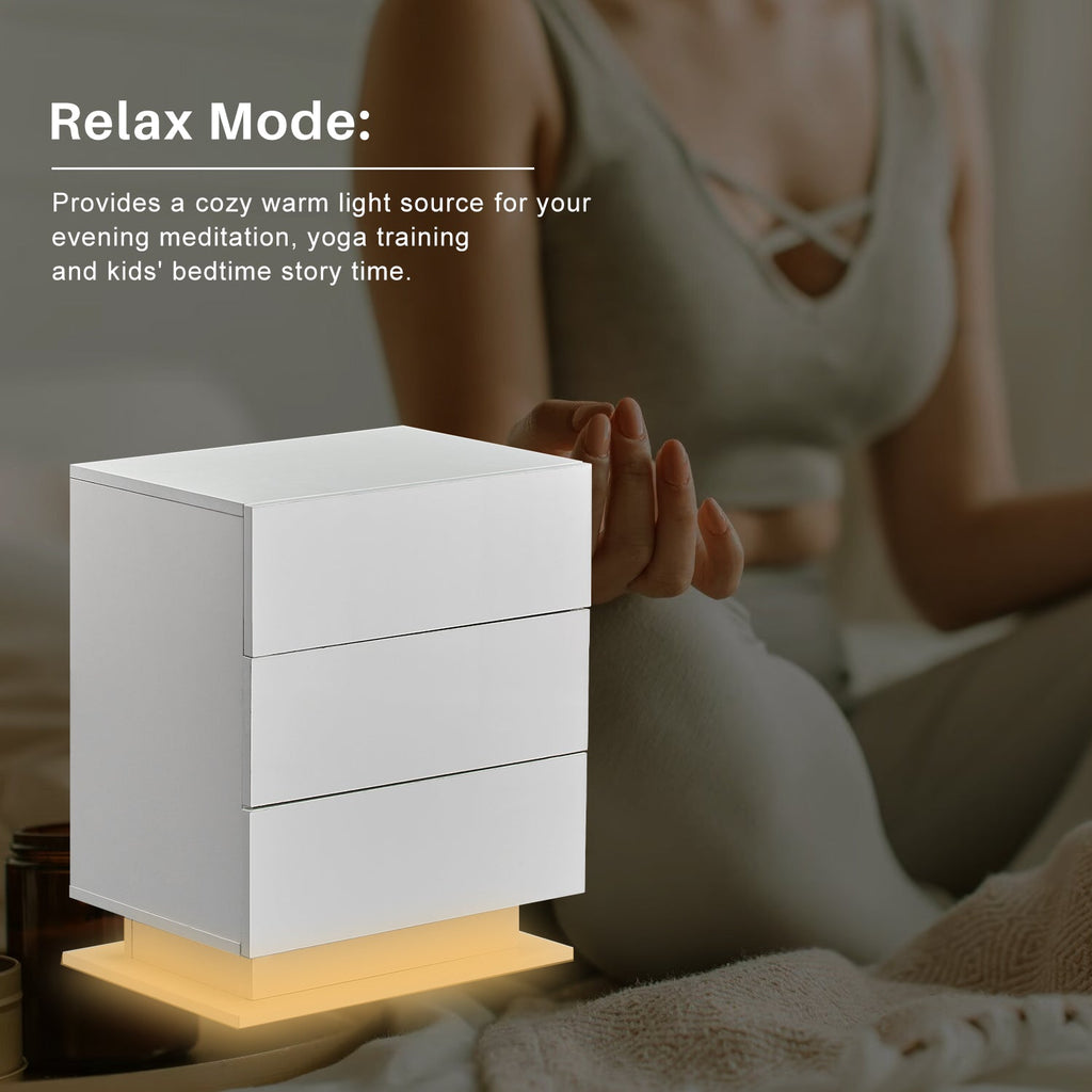 Mario LED Light Bedside Table [3 Drawers]