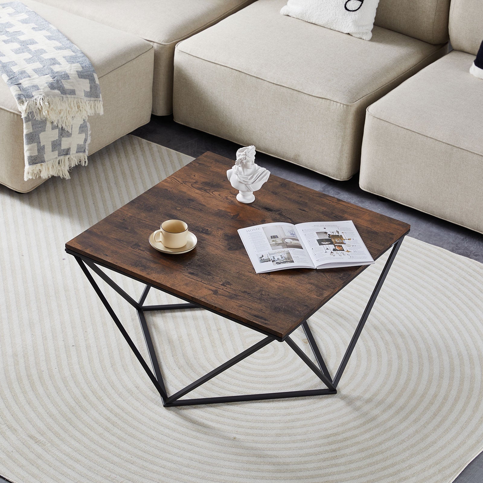 Mayme Industrial Coffee Table [Oak Pattern] [MDF]-0