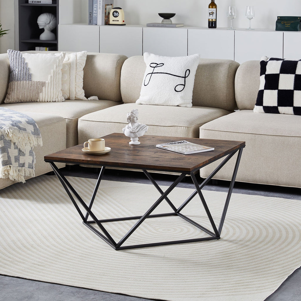 Mayme Industrial Coffee Table [Oak Pattern] [MDF]-2