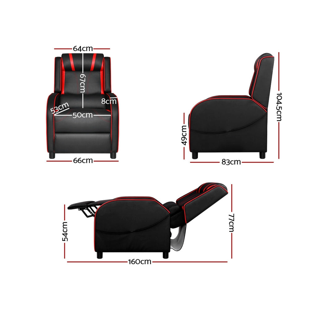 NNEDSZ Recliner Chair Gaming Racing Armchair Lounge Sofa Chairs Leather Black-1