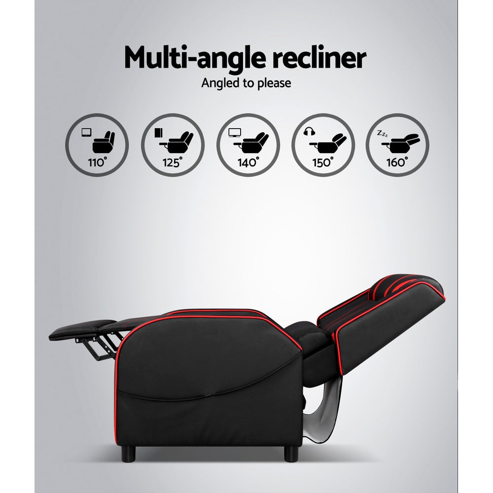 NNEDSZ Recliner Chair Gaming Racing Armchair Lounge Sofa Chairs Leather Black-4