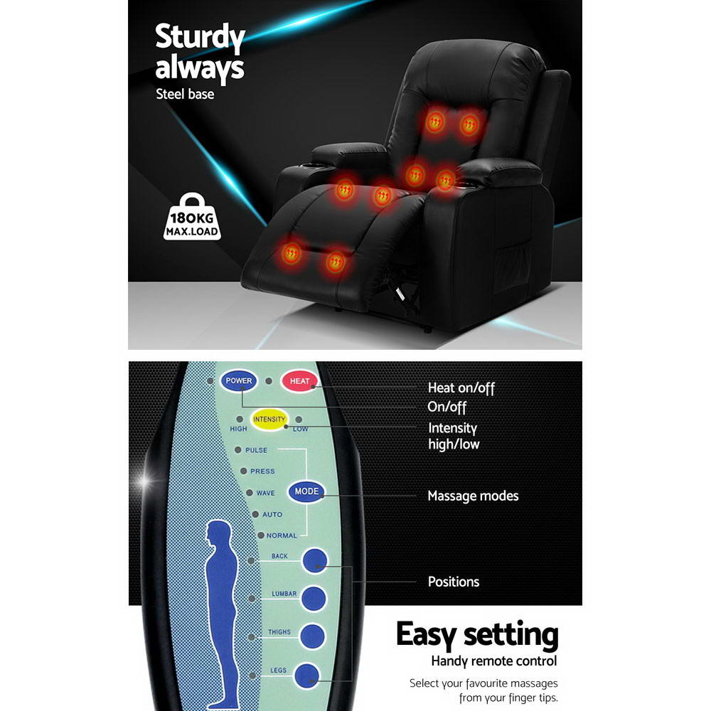 NNEDSZ Electric Massage Chair Recliner Luxury Lounge Sofa Armchair Heat Leather-3
