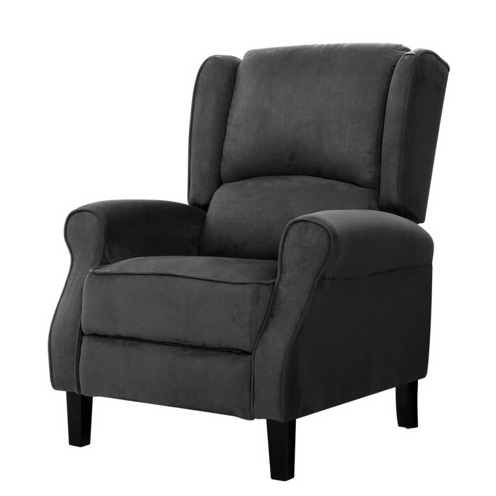 NNEDSZ Recliner Chair Adjustable Sofa Lounge Soft Suede Armchair Couch Charcoal